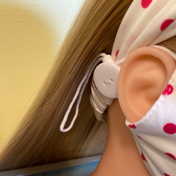 White/Red Polka Dot Head-Wrap Face Mask - Picture 3 of 4